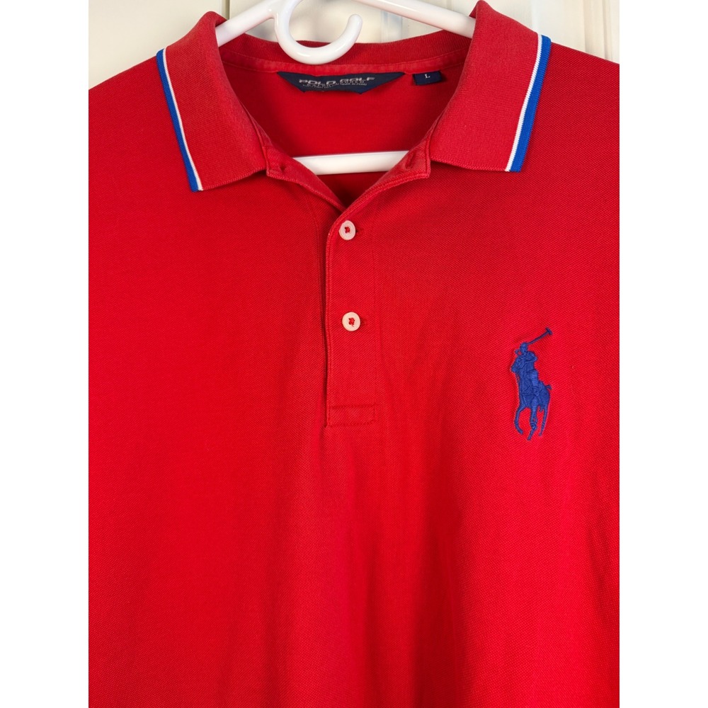 Polo Golf Ralph Lauren Mens Red Pima Cotton Big Pony Polo Shirt Size L - Picture 4 of 4